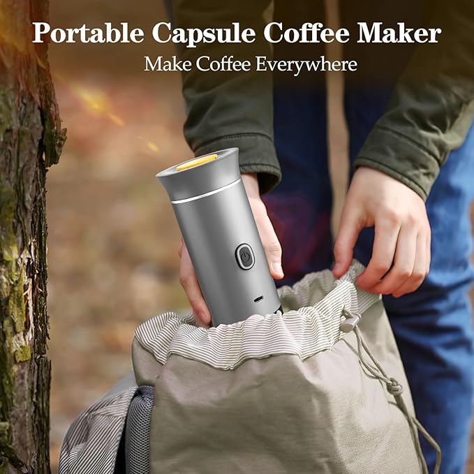 Lmozim Portable Espresso Maker, Travel Coffee Maker for camping, Portable Espresso Machine with USB-C, 3-in-1 Small Espresso Machine with Ground Coffee & Capsules (NS＆DG) for RV, Hiking