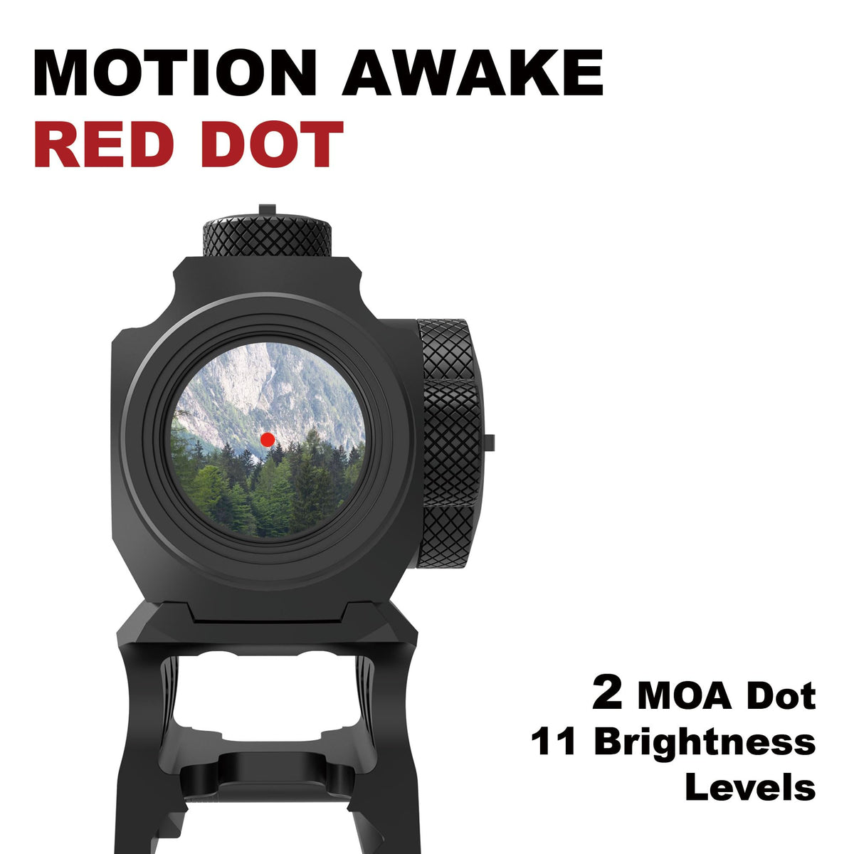 UUQ Prince7 Compact Red Dot Sight, Motion Awake 2 MOA Red Dot,1x20mm 11-Level Brightness Optic, with Absolute Co Witness Riser, IPX7 Waterproof, 1000G Shockproof Rifle Scope,Fits 20mm Rail Mount