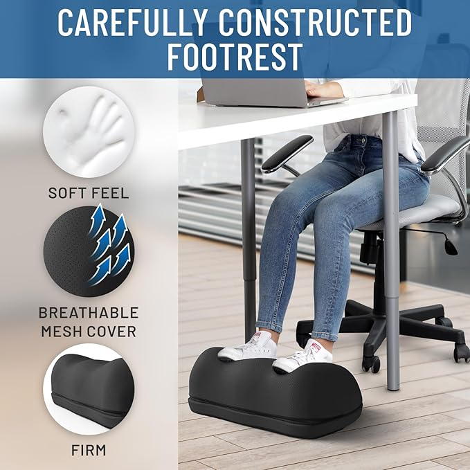 Everlasting Comfort Seat and Back Cushion with Foot Rest Bundle – Memory Foam Support for Tailbone, Sciatica, and Posture Relief in Office, Gaming, or Home Use