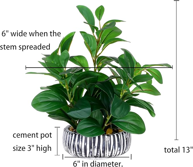 NASAMA Artificial Plants Decor Greenery Potted Fake Plant with Rustic Black Clay Planter for Restaurant Bathroom Bedroom Kitchen Office Table Desk Decor (Height 13")