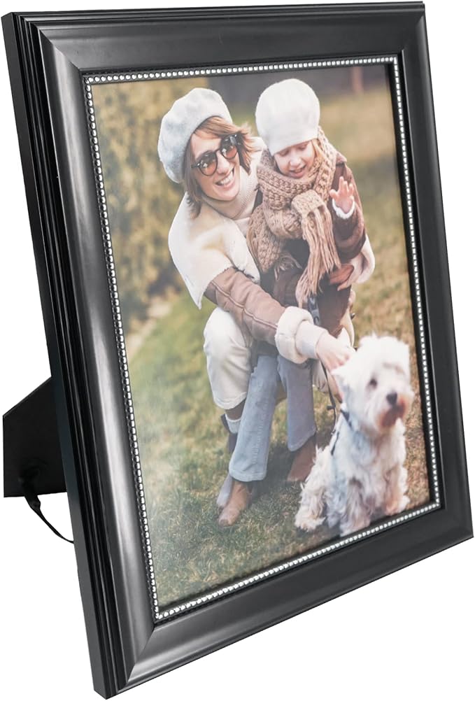 GraduationMall 8x10 Picture Frames, Real Glass, Display Photos for Wall or Tabletop, Black with Silver Beads, 2-Pack