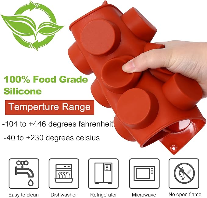 FUGZAUD 2PACK Silicone Cylinder Molds,15-Cavity Round Candy Chocolate Mold, Handmade Soap Silicone Mould, for Mini Muffin, cake,Jelly, Dessert, Ice Cube