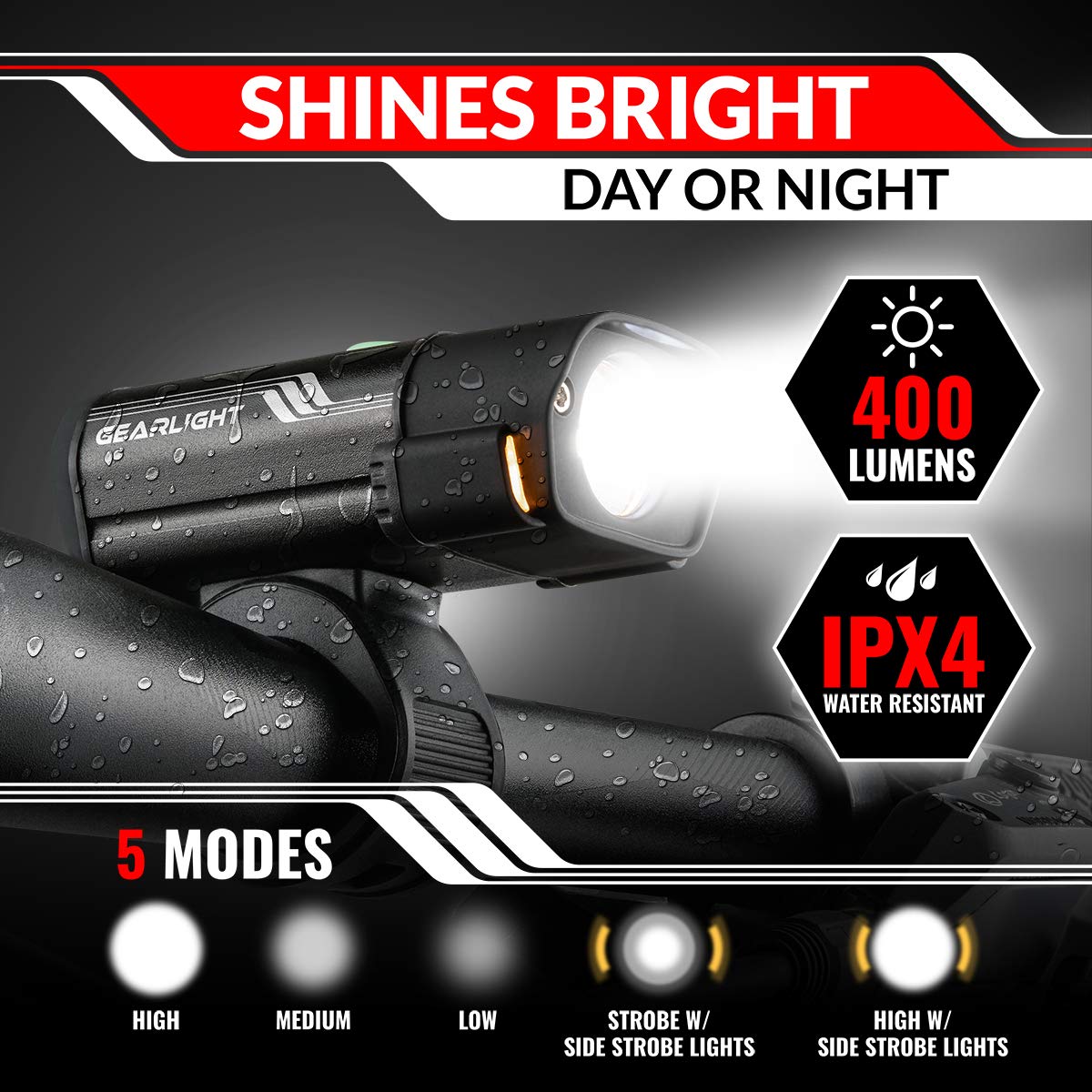 Bike Lights for Night Riding, USB Rechargeable Bike Lights Front and Back, LED Bicycle Headlight and Tail Light Set, Waterproof Bikelights Rechargeable for Mountain Bikes, Kids Bike Light, MTB Light