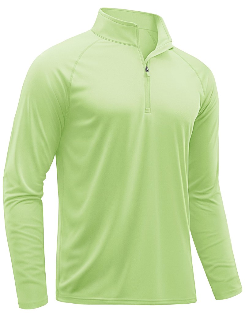 TACVASEN Athletic Quarter Zip Pullover Shirts for Men Running Shirts Quick Dry Sun Protection Sun Long Sleeve Beach UPF50+ T-Shirts Light Green