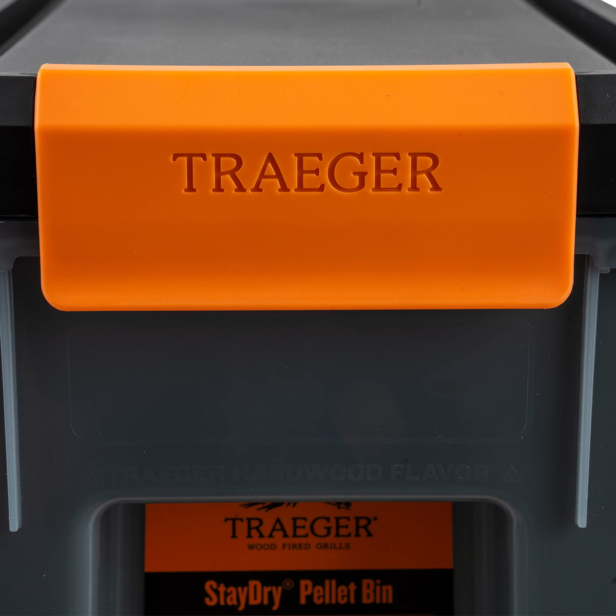 Traeger Grills BAC637 Stay Dry Pellet Storage Bin with Locking Lid, 22lb Capacity Wood Pellet Container with Flavor Stickers, Stackable Design, Airtight Storage for Grill Pellets