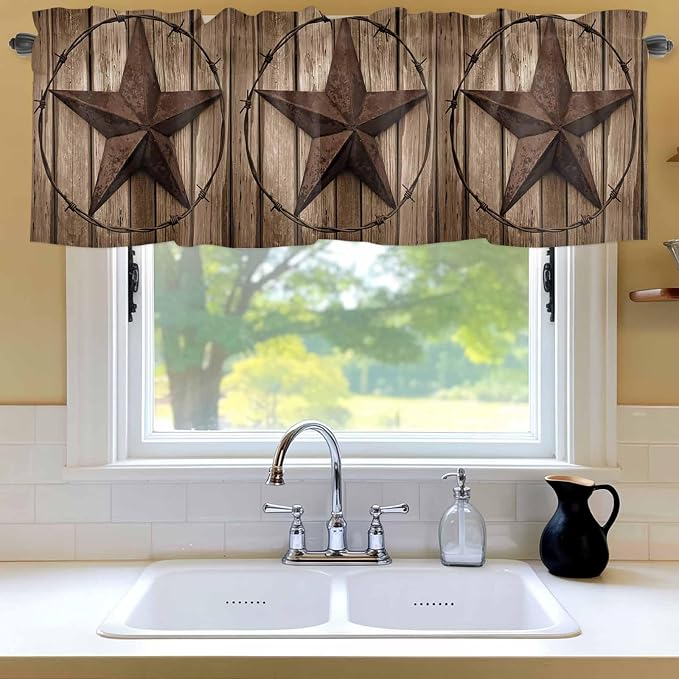 Vintage Texas Star Valances for Windows, 1 Panel