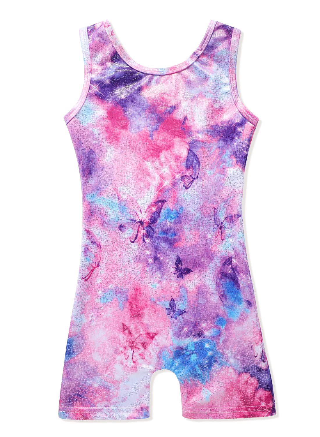 Belovance Leotards for Girls Gymnastics Unicorn Athletic Dance Wear Shiny Rainbow Blue Hotpink (Butterfly Hotpink, 6-7 Years)