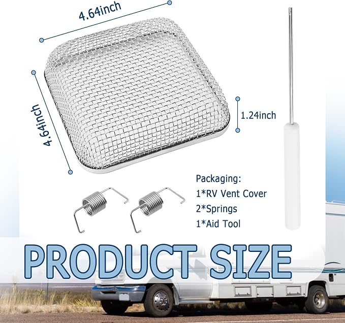 4.64×4.64 Inch RV Vent Cover Stainless Steel, RV Furnace Vent Screen &