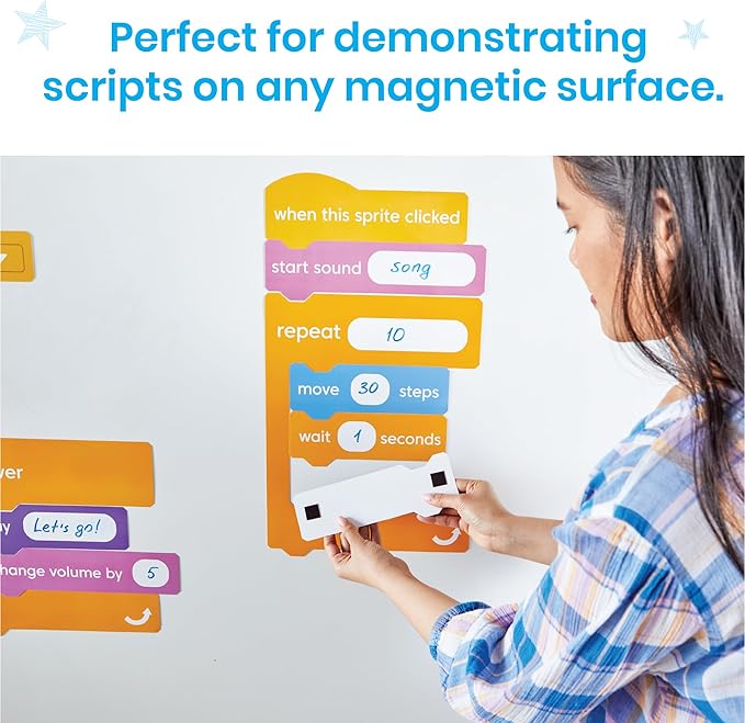 hand2mind Scratch Block-Based Coding Magnetic Demonstration Set, Learn to Code STEM Activities, Computer Science and Programming for Kids, Coding for Kids 8-12, STEM Classroom Science Teacher Supplies