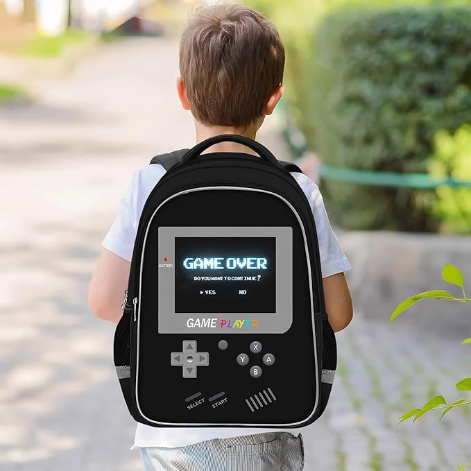 School Backpack For Boys - Gamer Boys Backpack For Kids Children Teens Elementary Middle School - Ages 6-18，17″