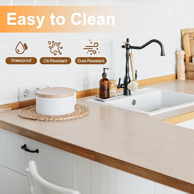 FEXIA 2 Rolls Shelf Liners for Kitchen Cabinets Non-Slip Drawer Liner 12 Inches x 20 FT Waterproof & Oil-Proof Non Adhesive Durable Material Fridge Liner for Shelves