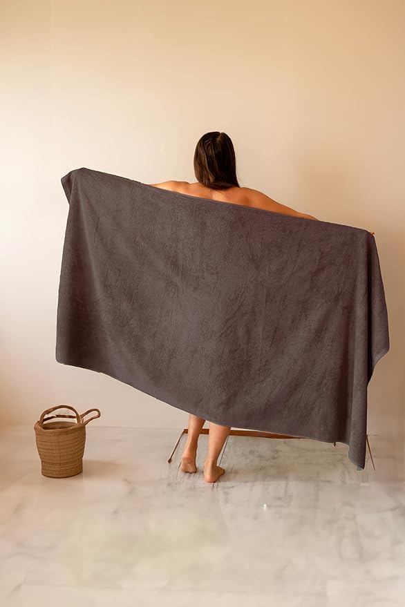 SALBAKOS 100% Turkish Cotton Jumbo Bath Sheet Towel Oversized 40x80 inch | Premium Hotel & Spa Quality, Soft, Absorbent, XL Bath Towels | Made in Turkey (Pack of 1, Chocolate, Jumbo Bath Sheet)