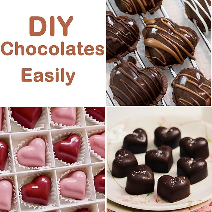 Dacthuw Heart Chocolate Molds Silicone, Small Gummy Molds Shaped Heart for Fondant/Fruit Snacks, Candy Molds Silicone for Valentine/Anniversary/Wedding, Wax Melt Molds 15 Cavities, 8 ml