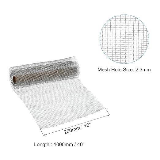 PATIKIL 40" L x 10" W Woven Wire Mesh, 10 Mesh 316L Stainless Steel Air Vent