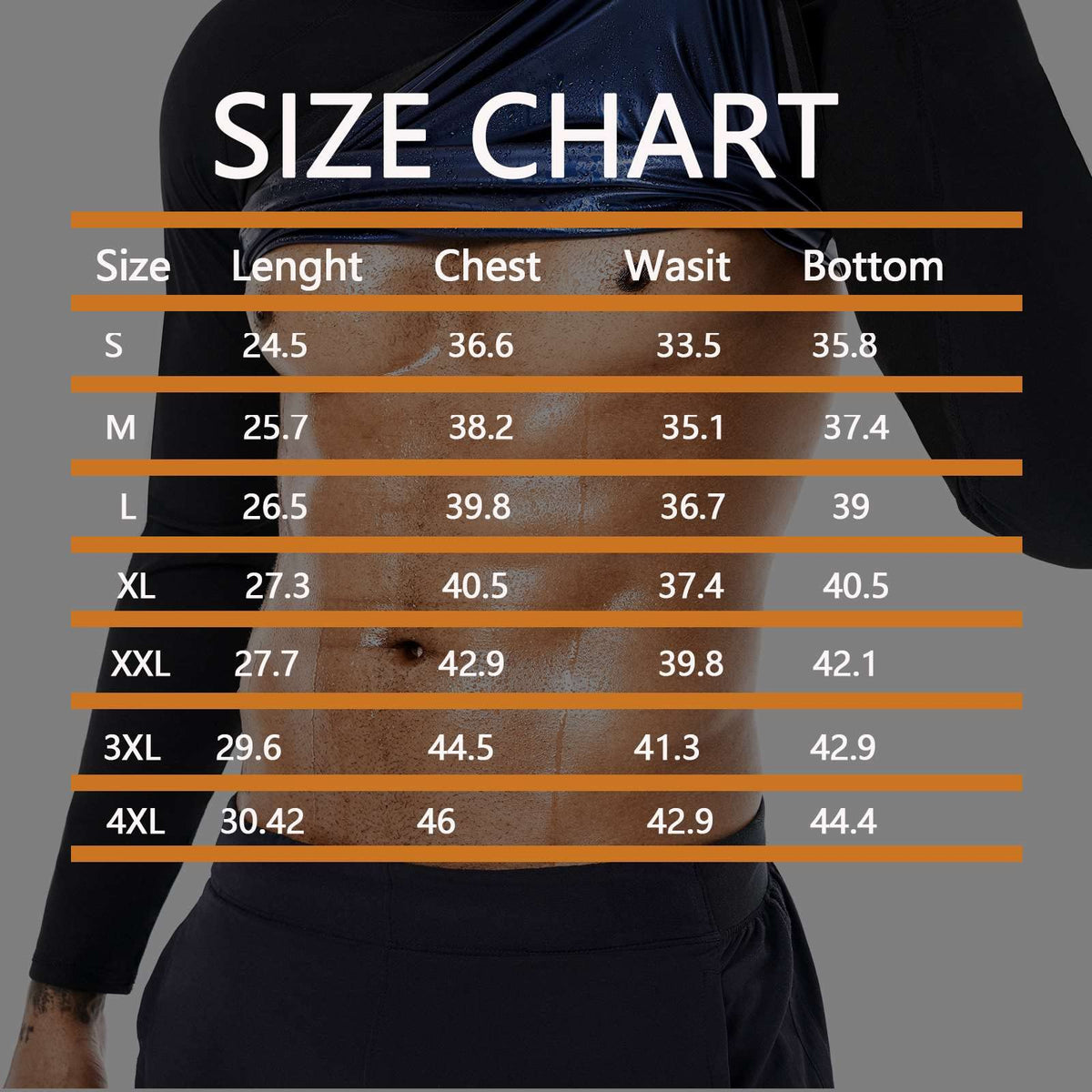 BODYSUNER Sauna Sweat Suits Shirt Waist Trainer for Men Compression Vest Workout Gym Shirt Long Sleeve Blue,L