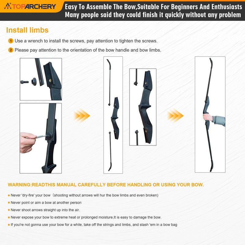 TOPARCHERY Archery 57" Takedown Youth Recurve Bow Hunting Black Long Bow for Beginner Teenagers Right Left Hand Black - Draw Weight 30lbs 40lbs (40)