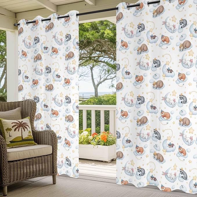 Cartoon Animals Outdoor Curtains