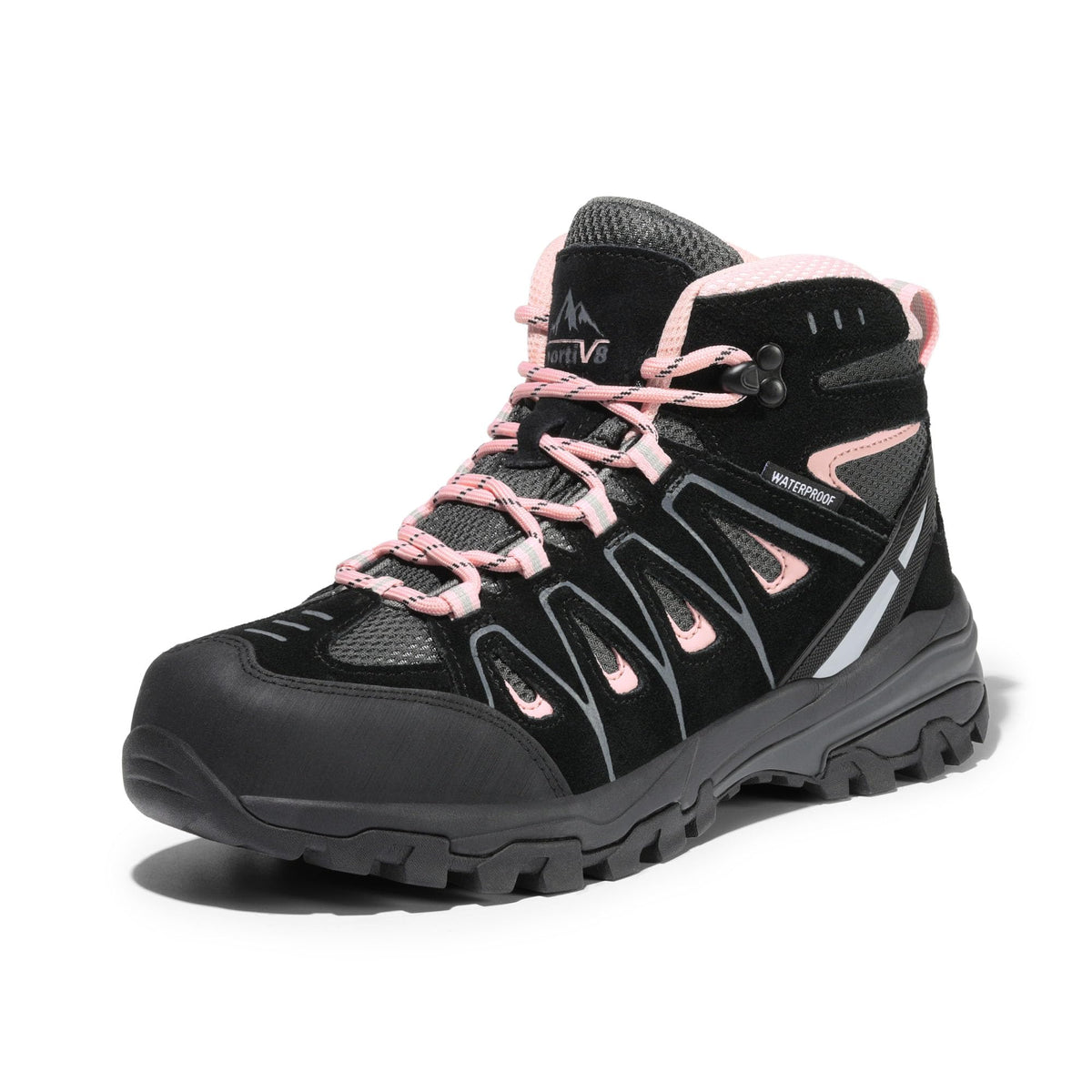 NORTIV 8 Women's Waterproof Hiking Boots Outdoor Trekking Camping Trail Hiking Boot Seeker,Size 5,Black/Pink,SNHB211W