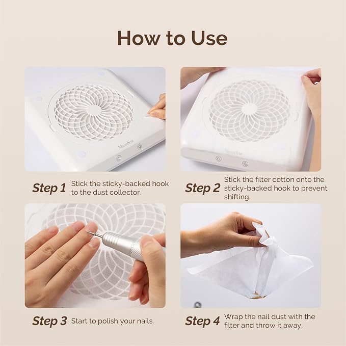 MelodySusie 200 Sheets Nail Dust Collector Filter Paper, Disposable Dust Vacuum