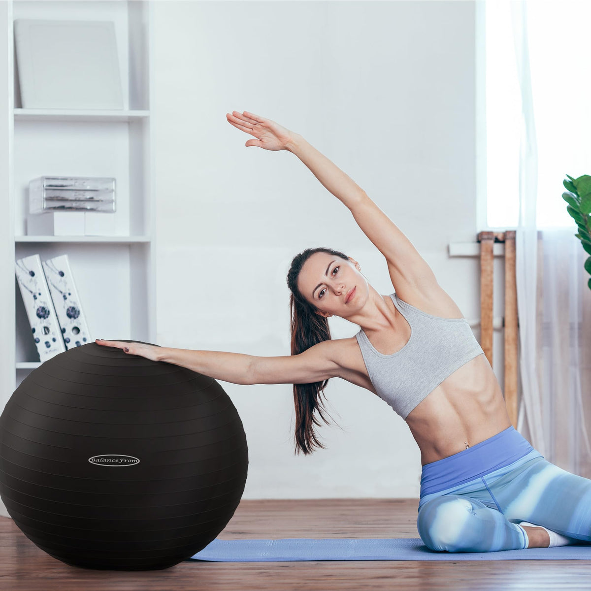 Fitvids Unisex Adult 34-inch, XXL Exercise Ball, Black, 78-85cm XXL US