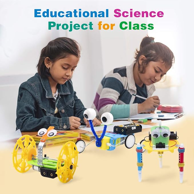 Electric Motor Robotic Science Kits, DIY STEM Toys for kids, Building Science Experiment Kits for Boys and Girls-Doodling, Balance Car, Reptile Robot (3 kits)
