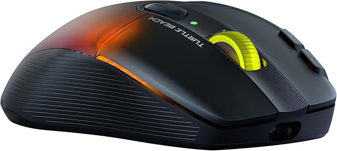Turtle Beach Kone XP Air Wireless RGB Gaming Mouse, 19000 DPI Optical Sensor, 100-hour Rechargeable Battery & Charging Dock, 29 Programmable Inputs, Ergonomic Design, Bluetooth, 4D Wheel – Black