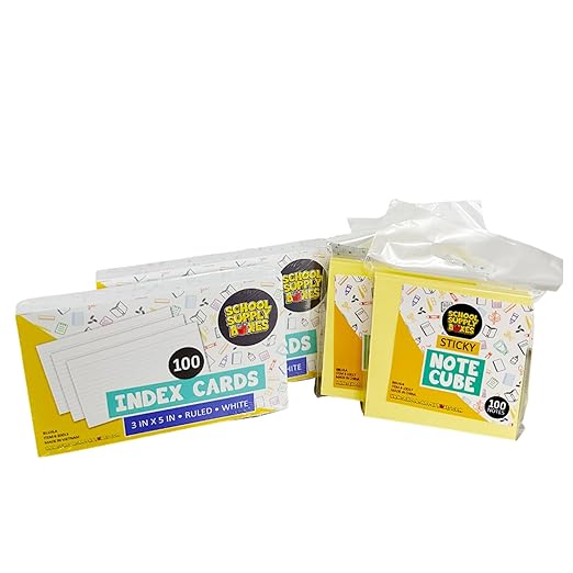 School Supply Boxes | Teacher Bundle (1 Box) | Back to School Essentials Kit Designed for Teachers | Includes Pencils, Red Pens, Dry Erase Markers, Sticky Notes, Paper Clips & More