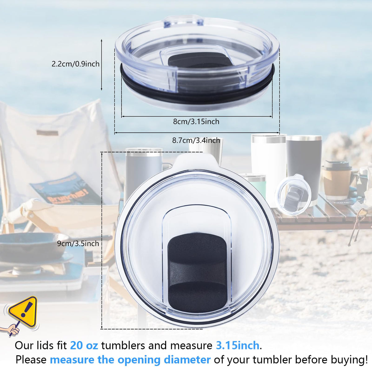 4 Pack 20 oz Tumbler Lid, Magnetic Slider Replacement Lids for YETI 20 oz Tumbler, 10/24 oz Mug and 10 oz Lowball, Spill Proof Cup Lids Covers Compatible for Ozark Trail, Old Style Rtic, BPA Free
