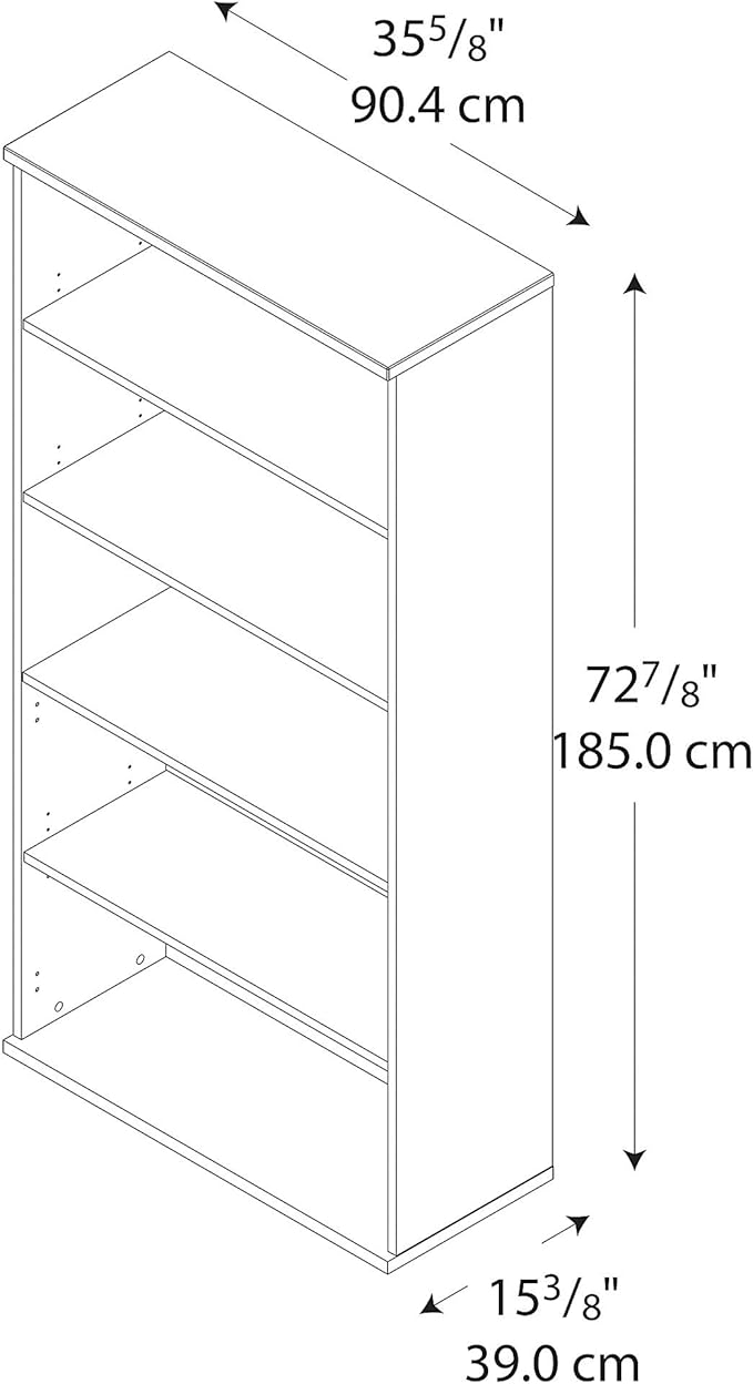 Bush Business Furniture Series C Tall 5 Shelf Bookcase in Natural Cherry, Large Storage and Display Bookshelf for Home or Professional Office