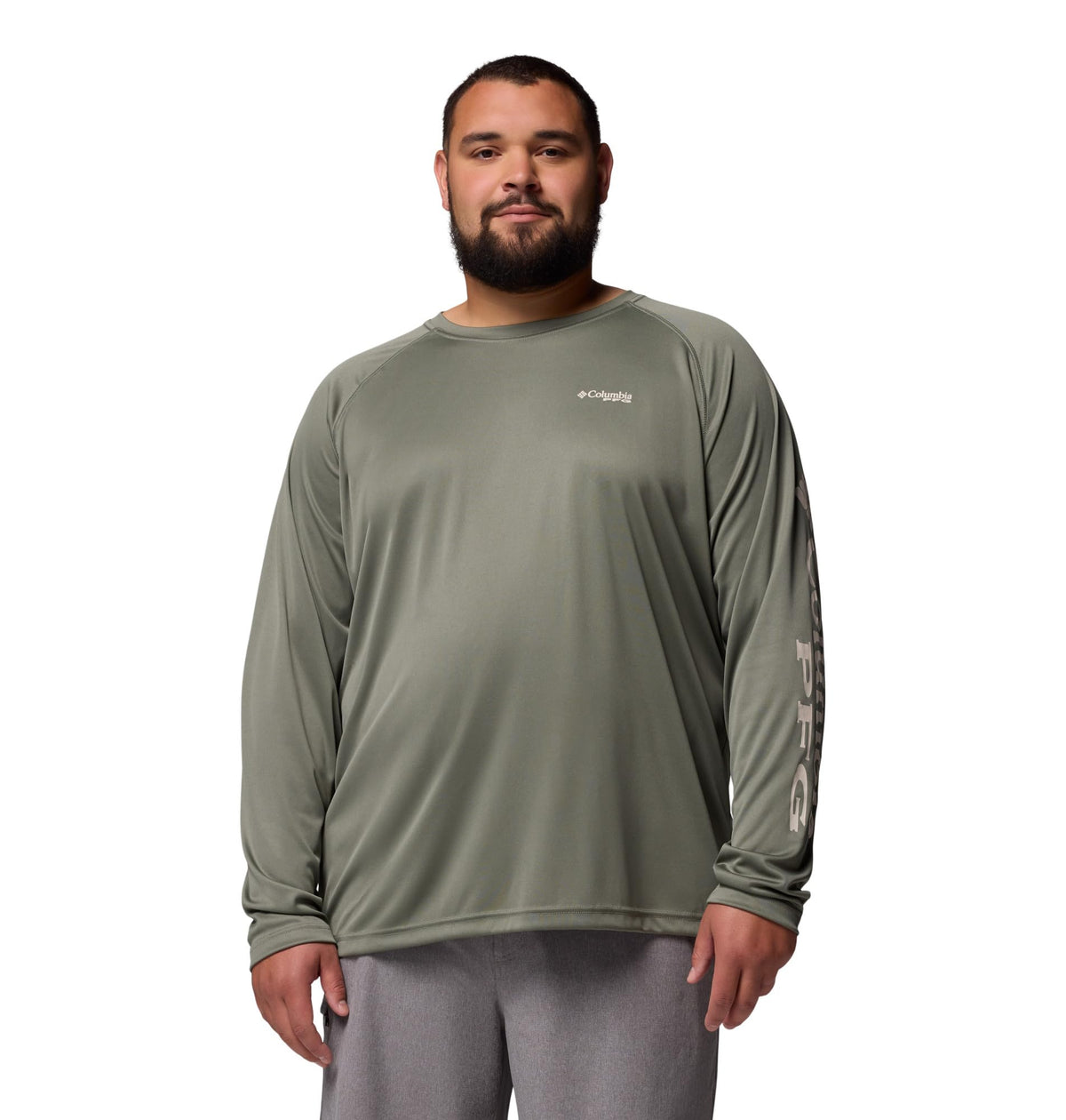 Columbia Men's PFG Terminal Tackle Long Sleeve Fishing Shirt, Cypress/Dark Stone Logo, Medium