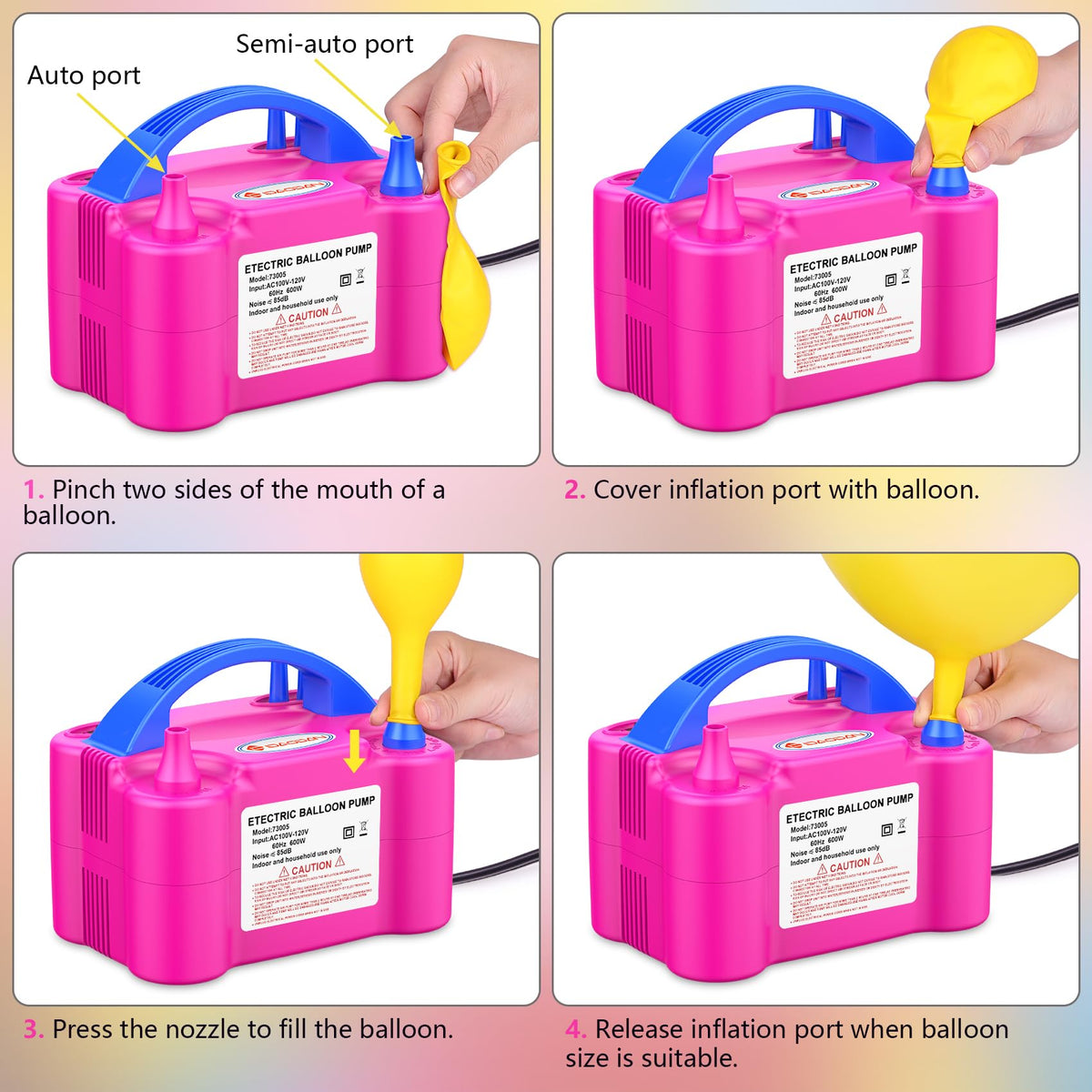 IDAODAN Electric Balloon Pump, Portable Electric Balloon Blower Machine Inflator Air Pump for Party Decorations