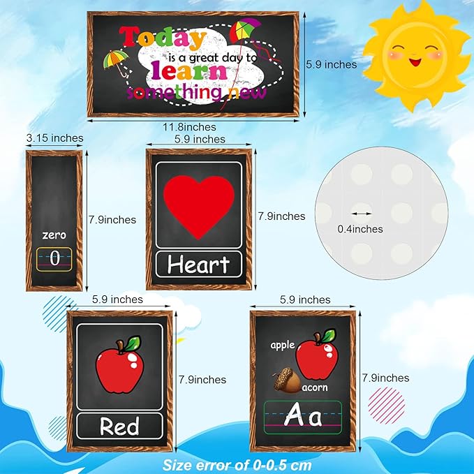 58 Pieces Educational Preschool Cards Kids Early Learning Poster Alphabet Number Colors and Shapes Bulletin Board Decoration Kindergarten Classroom Learning Card with Glue Point Dot (Stylish Style)