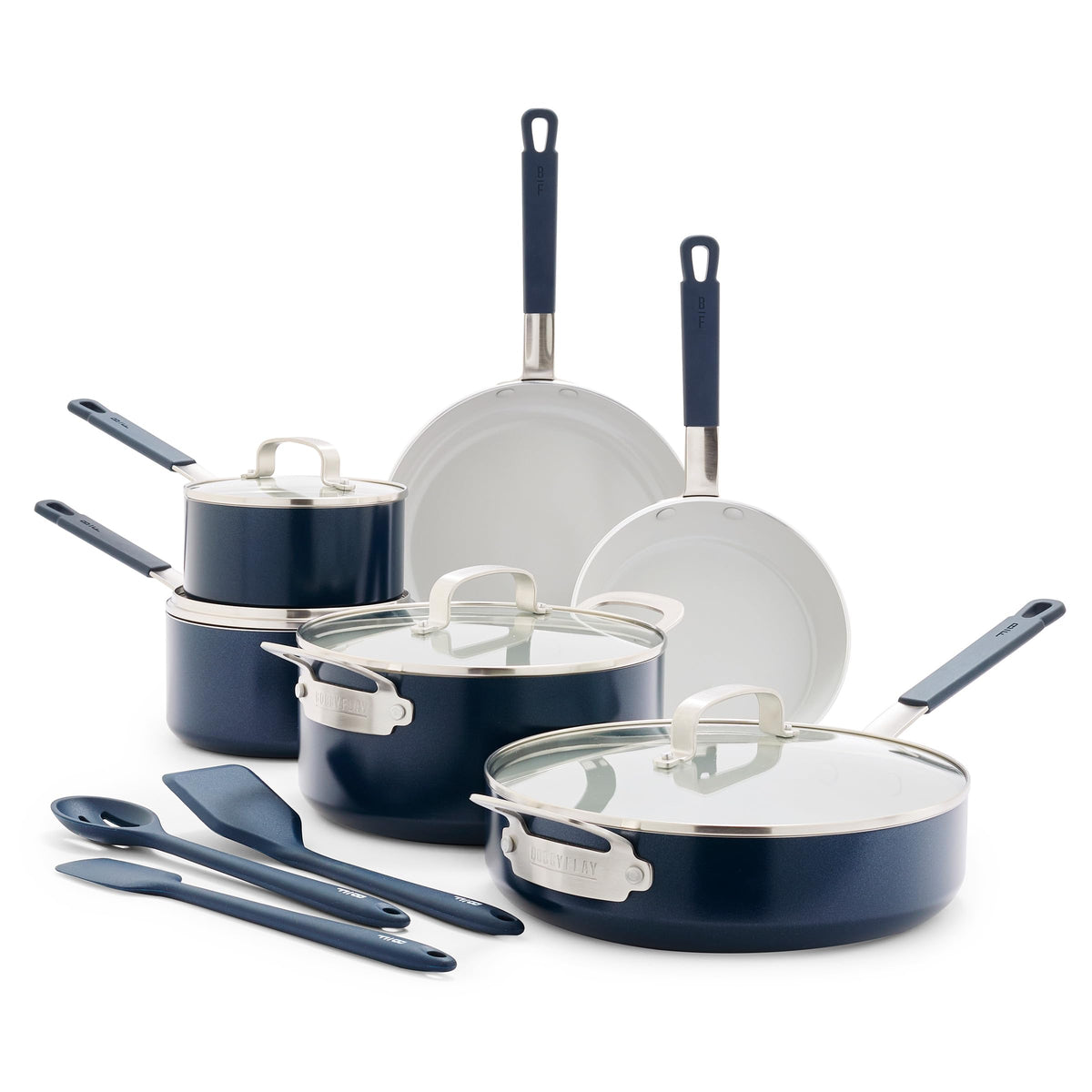 GreenPan x Bobby Flay 13 Piece Ceramic Nonstick Cookware Set, Cream White