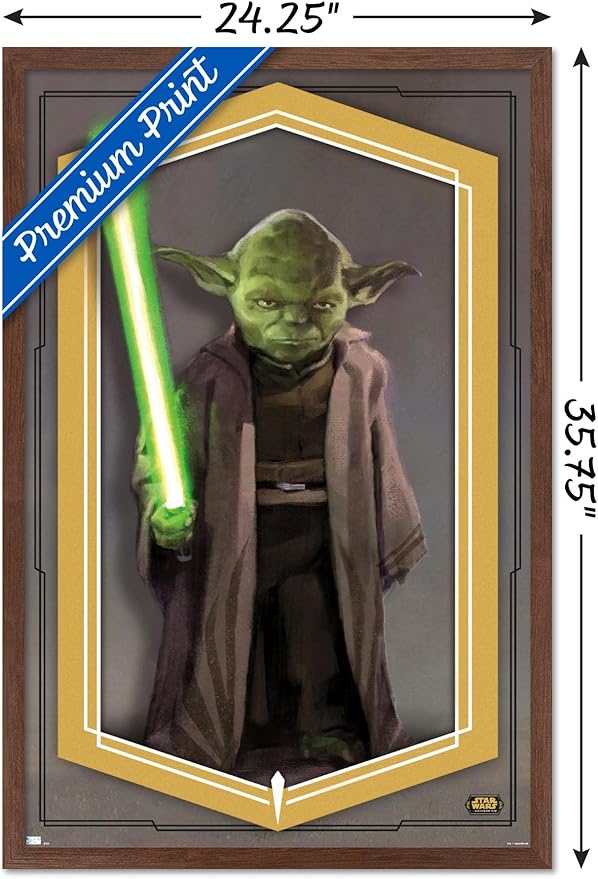 Trends International Star Wars: The High Republic - Yoda Wall Poster, 22.375" x 34", Mahogany Framed Version