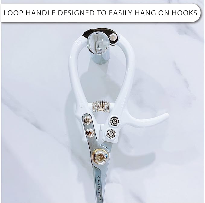 Loopseed Precision Garden Trimming Scissors & Hand Pruner - White