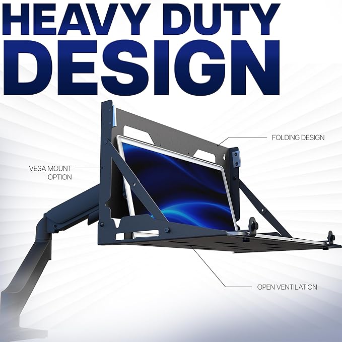 VIVO Flip Down 13 to 17 inch Laptop Tray Holder for Wall-Mounted Floating Workstation or VESA Stand Accessory, Holds 22 lbs, Black, Mount-FDLAP1
