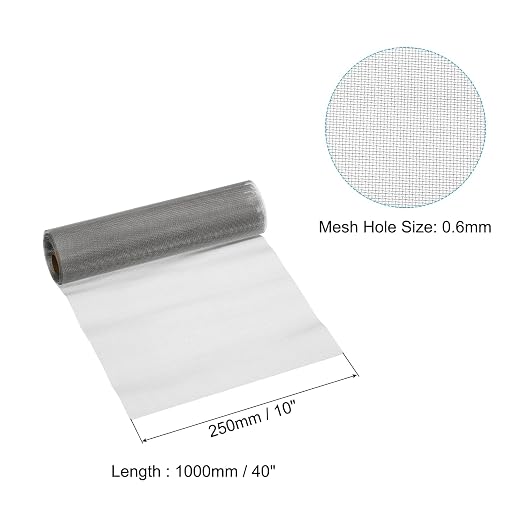 PATIKIL 40" L x 10" W Woven Wire Mesh, 30 Mesh 316L Stainless Steel Air Vent