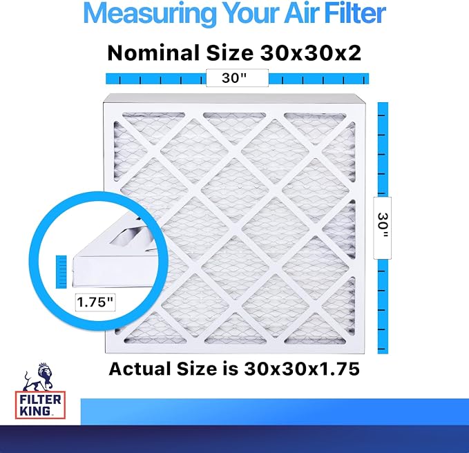 Filter King 30x30x2 Air Filter | 4-PACK | MERV 8 HVAC Pleated A/C Furnace