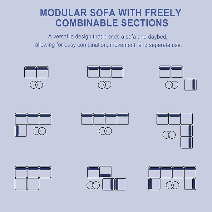 PurrJoys Modular Sectional Sofa, 35" Corduroy Sofa Sleeper Deep Seat Sofa with Adjustable Backrest, Small Couch for Small Spaces, Living Room, Bedroom, Apartment,Blue Office Couch