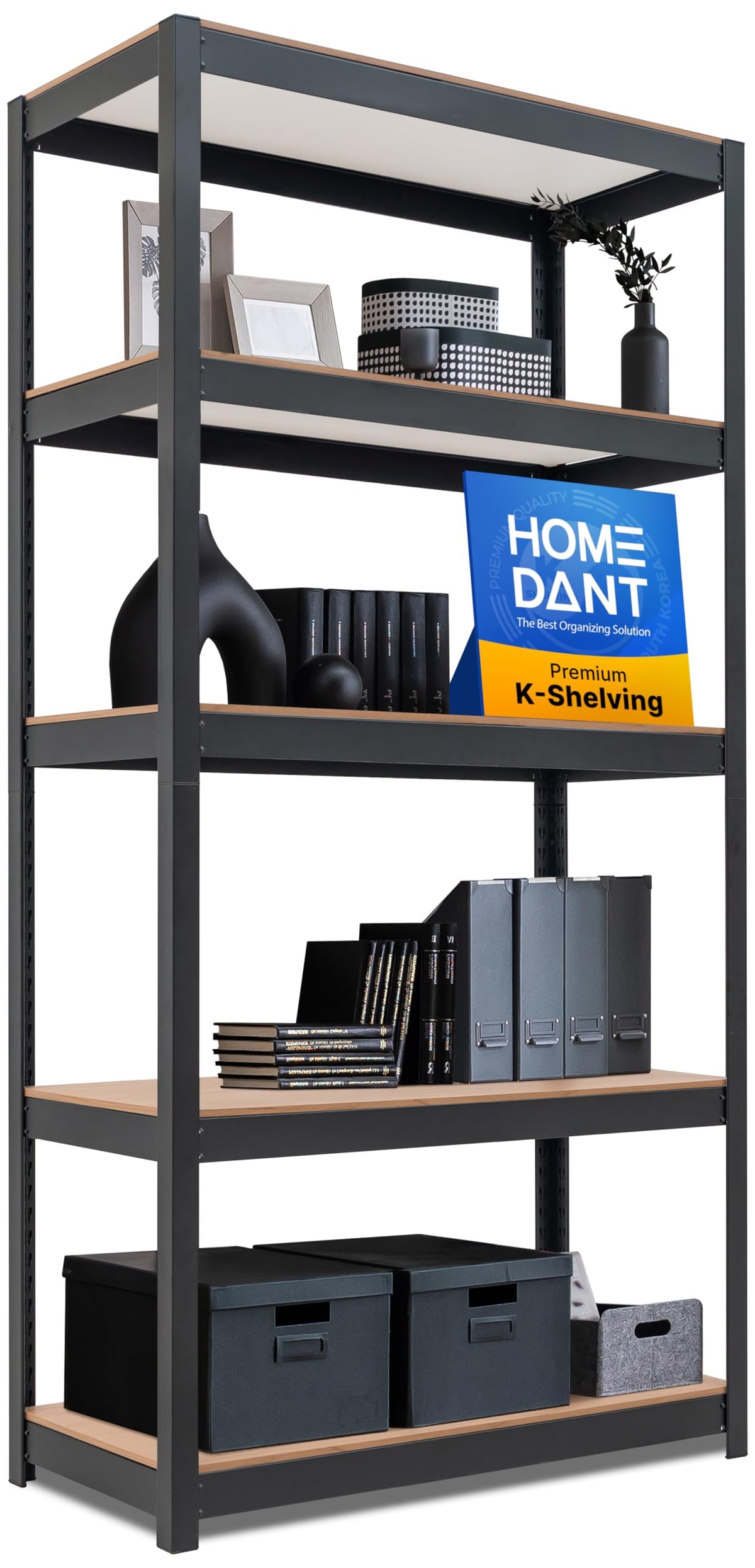 HOMEDANT House 36.2" W 5 Tier Heavy Duty Garage Shelving Adjustable Metal Rack Storage Shelves Standing Shelf Unit Organizers Pantry Closet Office White 2Pack