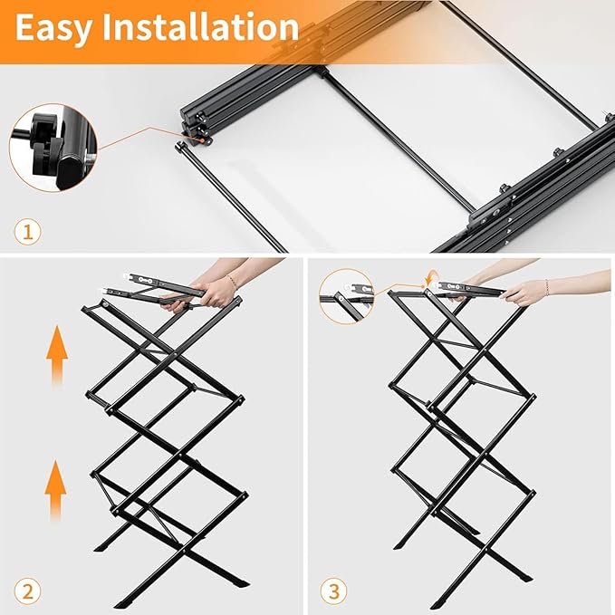 2PCS Foldable Drying Rack Clothing for Laundry Black