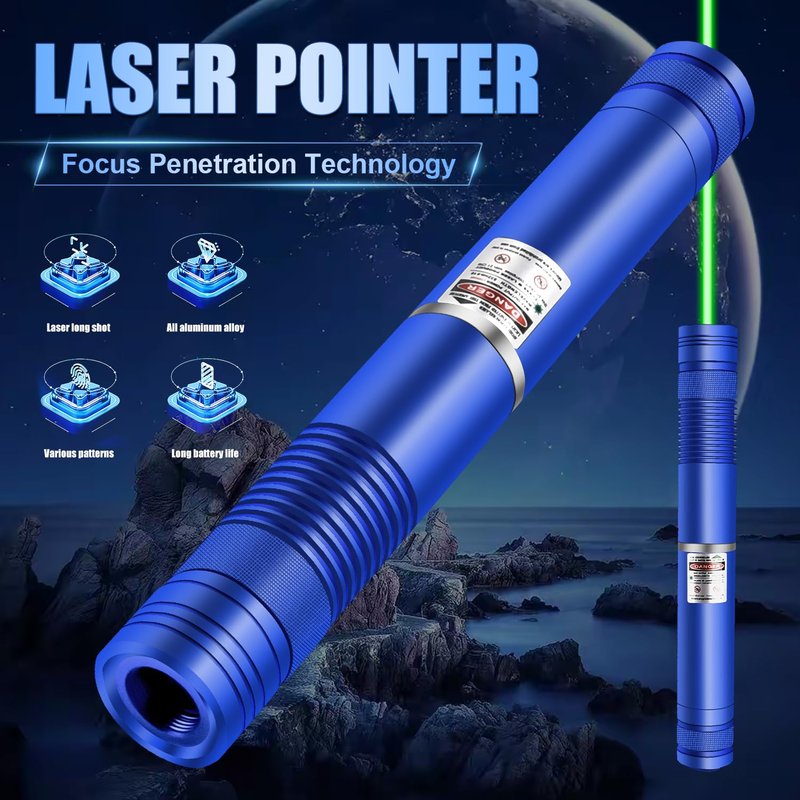 Long Range Green High Power Laser Pointer, Laser Pointer High Power with 5 Pcs Star Cap for Astronomy, Architecture, Outdoor Adventures