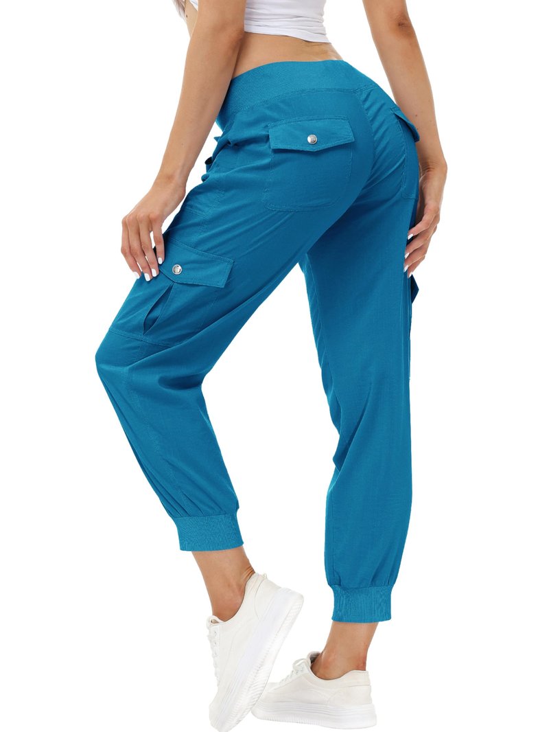 MoFiz Hiking Cargo Pants for Women with Pockets Lightweight Quick Dry Athletic Outdoor Summer Travel Casual Joggers Sweatpants Sapphire Blue L