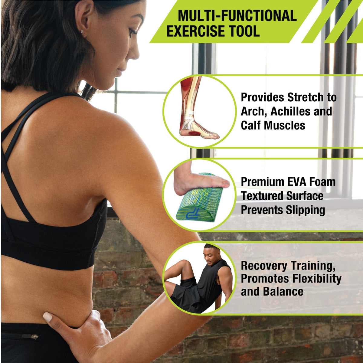 Pro-Tec Athletics Calf Stretcher, Calf & Achilles Tendon Flexibility, Balance & Core Exercises,Memory Foam, Textured Surface, Arch and Heel Discomfort Relief, Men and Women