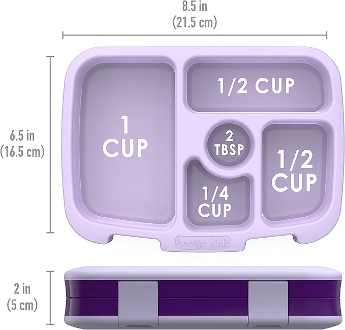 Bentgo® Kids Prints 5-Compartment Bento-Style Kids Lunch Box Set with Reusable Plastic Utensils (Unicorn)