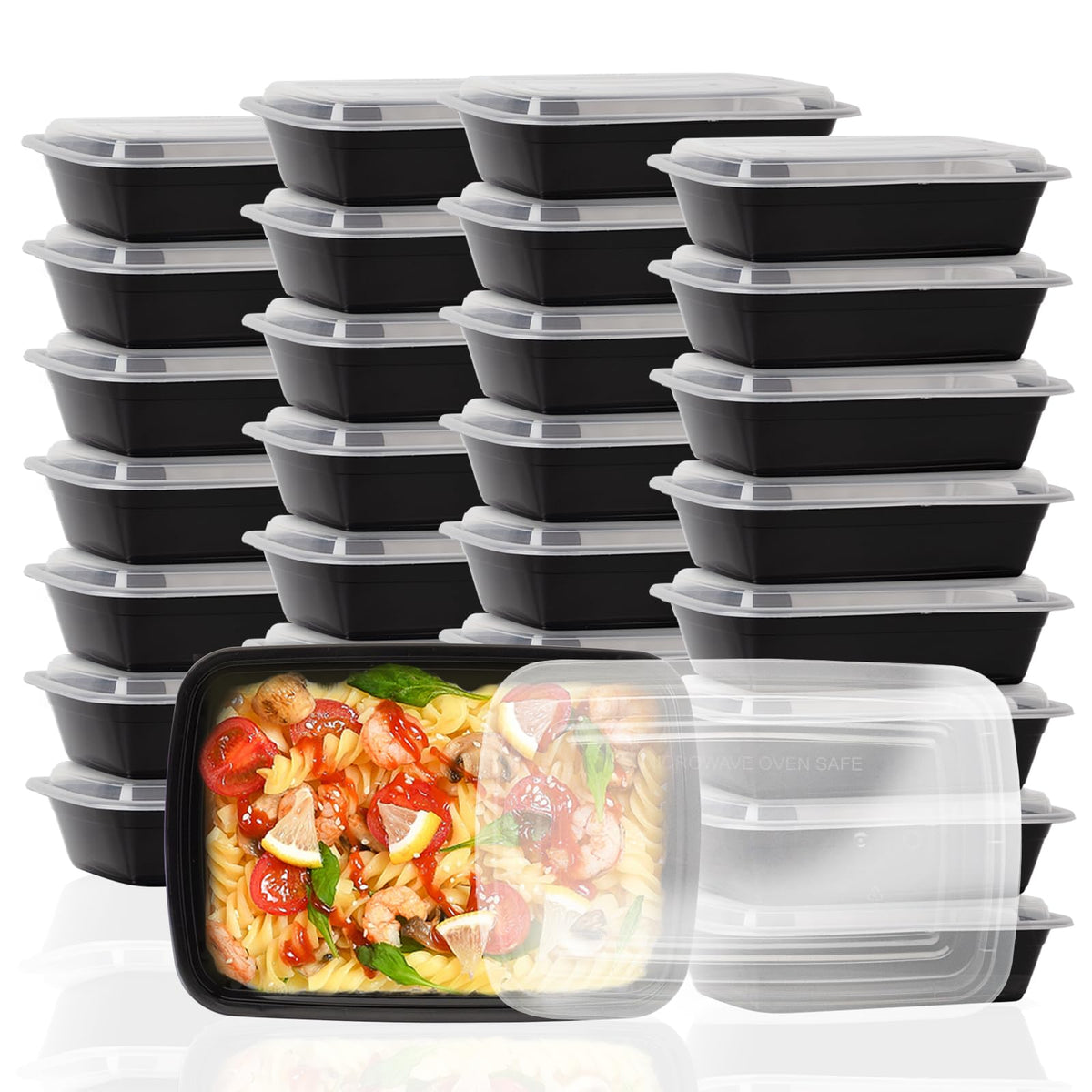Ezalia 50 Pack- Meal Prep Containers 38oz, Plastic Food Prep Containers Reusable, Leakproof To Go Food Containers with Lids, BPA-Free, Microwave/Dishwasher/Freezer Safe