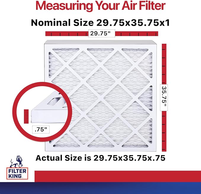 Filter King Air Filters 29.75x35.75x1 | 6-PACK | MERV 11 HVAC Pleated AC