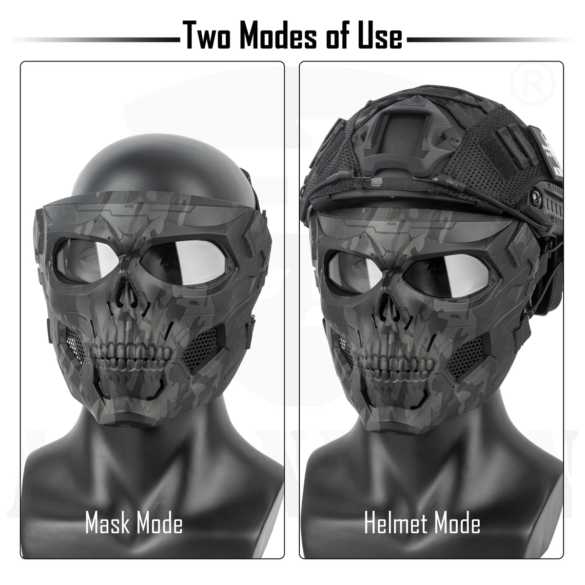 ACTIONUNION Airsoft Mask Full Face Skull Balaclava Face Mask Men Skeleton Mask Tactical Protective Paintball Mask Halloween Cosplay Costume