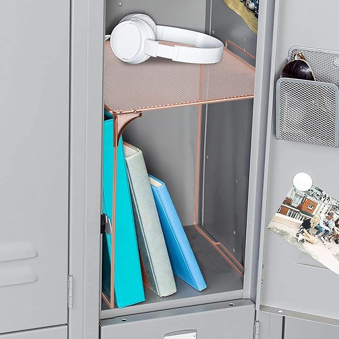 Locker Organizer Shelf and Locker Carpet Decorating Kit Suitable for School, Office Back to School Essentials (1, Rose Gold)