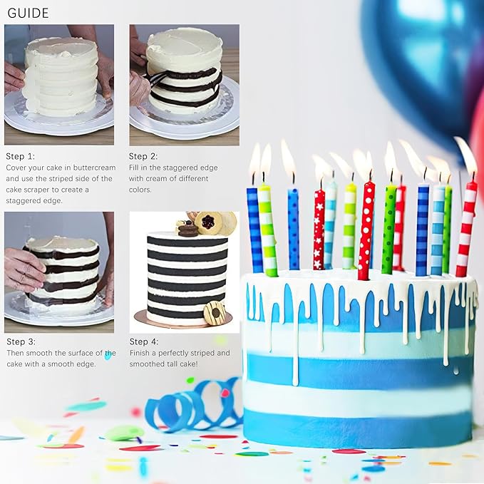 JOERSH Acrylic Cake Scrapers, 4Pcs